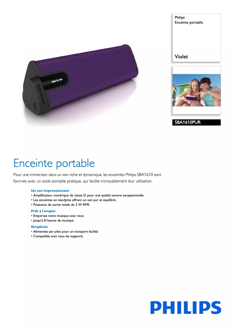 Image de la première page du manuel de l'appareil SBA1610PUR