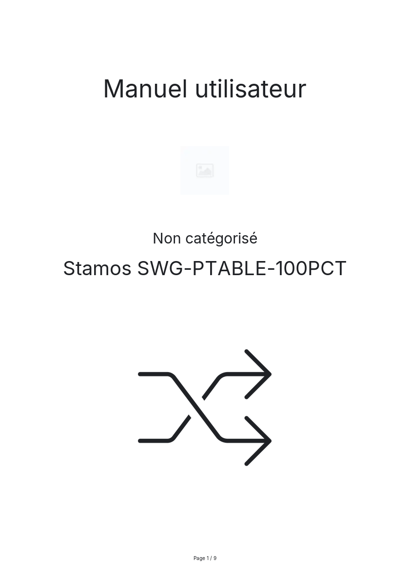 Image de la première page du manuel de l'appareil SWG-PTABLE-100PCT