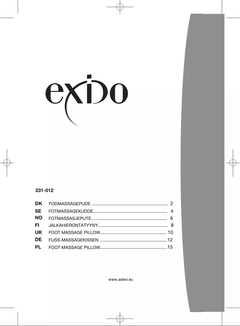 Page 1 de la notice Manuel utilisateur Exido 231-012