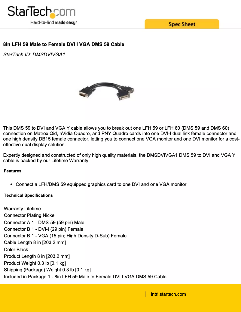 Page 1 de la notice Manuel utilisateur StarTech.com DMSDVIVGA1