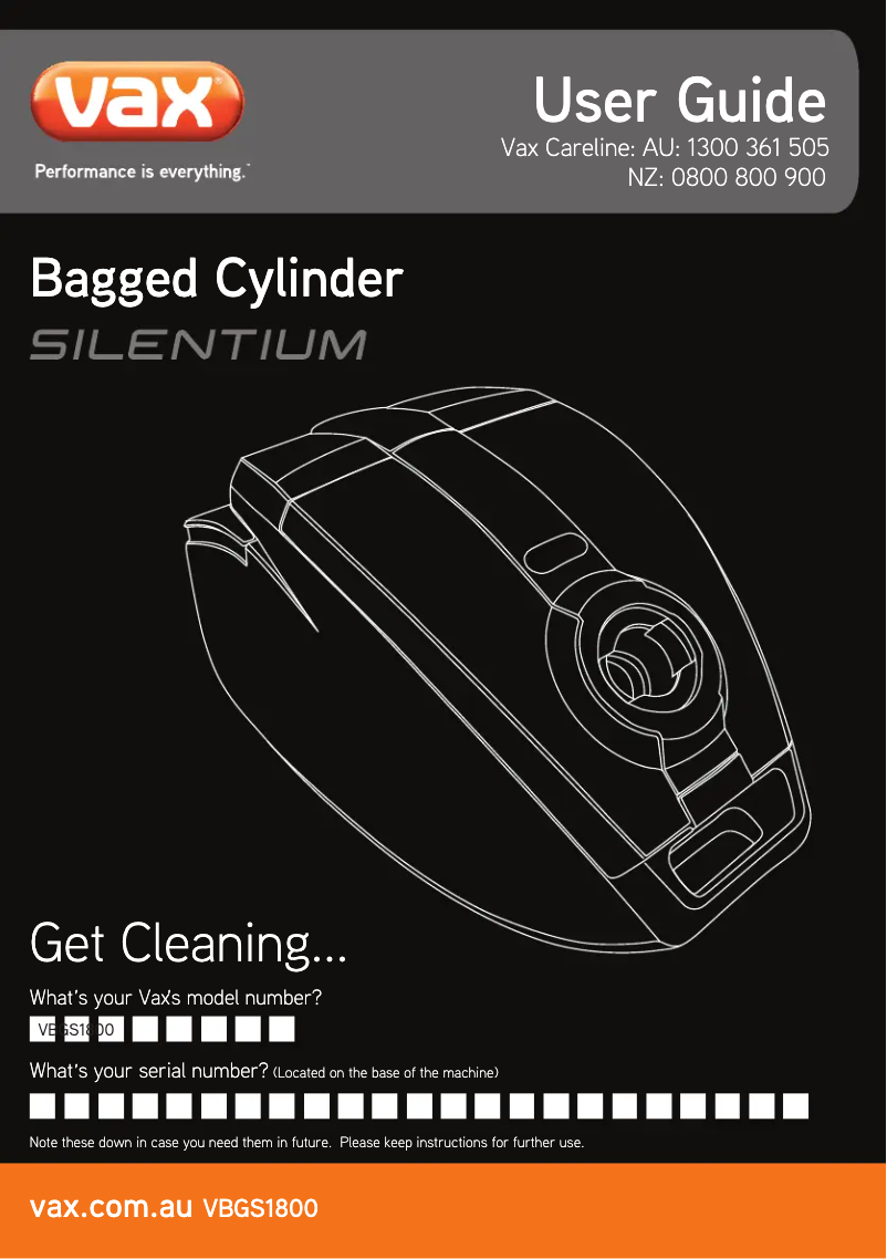 Página 1 del manual Manual de usuario Vax Silentium VBGS1800