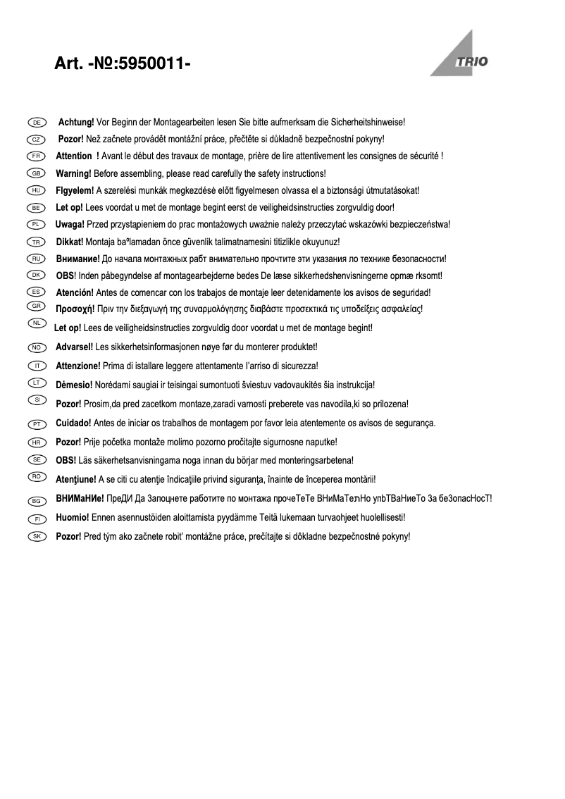 Page 1 de la notice Manuel utilisateur Trio Lighting Rey 5950011-18