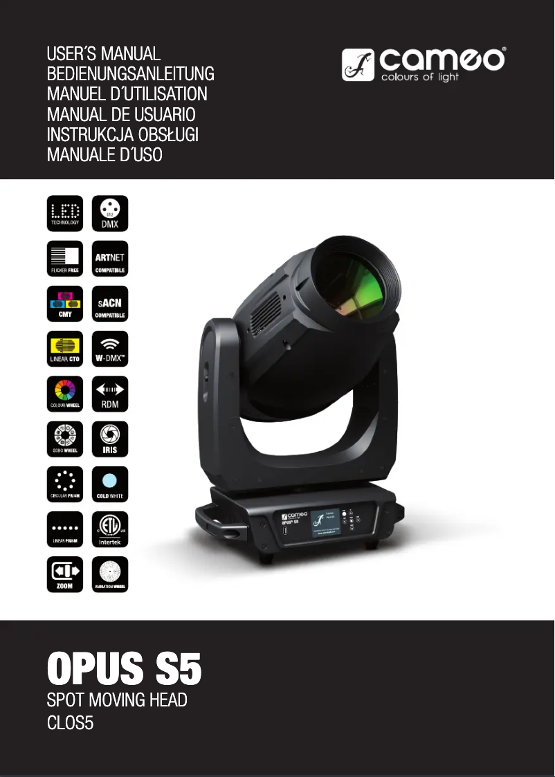 Página 1 del manual Manual de usuario Cameo OPUS S5