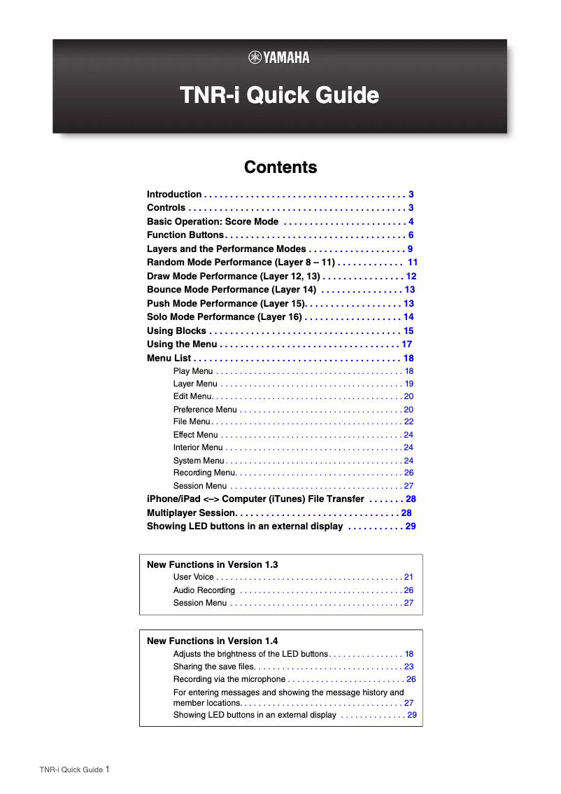 Page 1 de la notice Manuel utilisateur Yamaha TNR-i