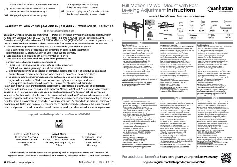 Page 1 de la notice Manuel utilisateur Manhattan 462440