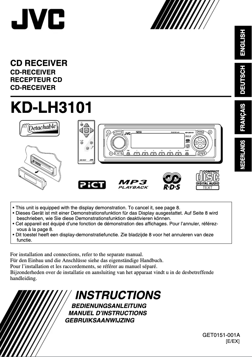 Page 1 de la notice Manuel utilisateur JVC KD-LH3101