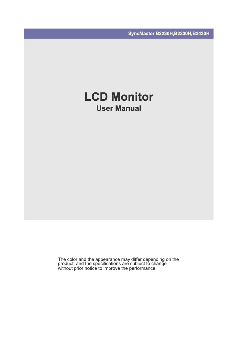 Page 1 de la notice Manuel utilisateur Samsung SyncMaster B2330H