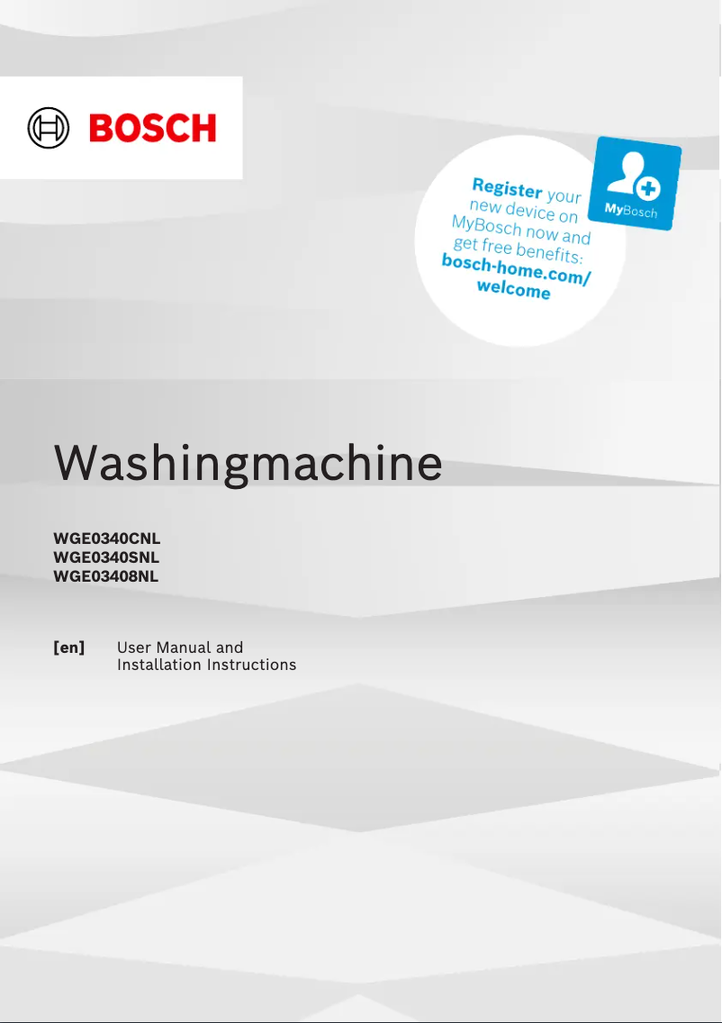 Page n°1 - Manuel utilisateur Bosch WGE0340CNL