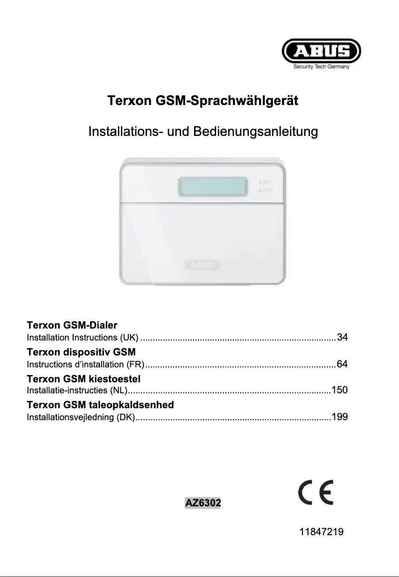 Page 1 of the manual User Manual Abus Terxon AZ6302