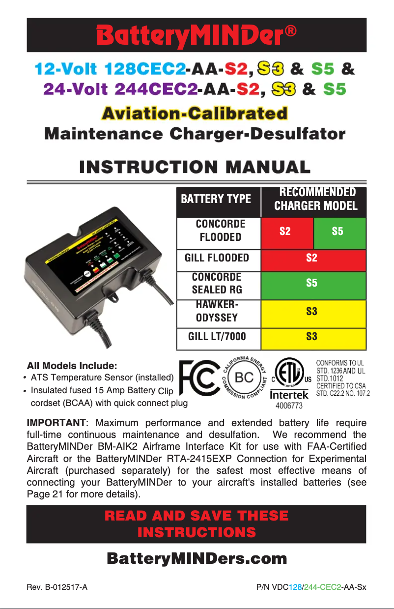 Page n°1 - Manuel utilisateur BatteryMINDer 244CEC2-AA-S3