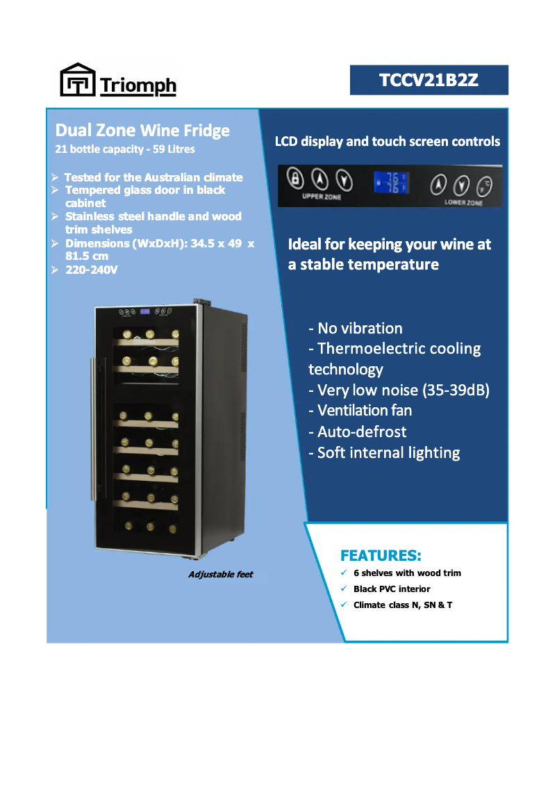 Página 1 del manual Ficha técnica Triomph TCCV21B2Z