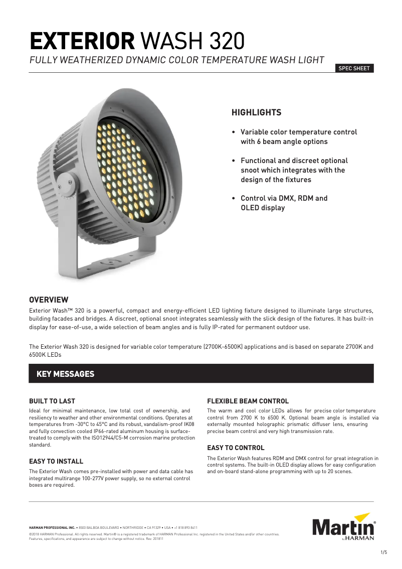 Página 1 del manual Ficha técnica Martin Exterior Wash 320