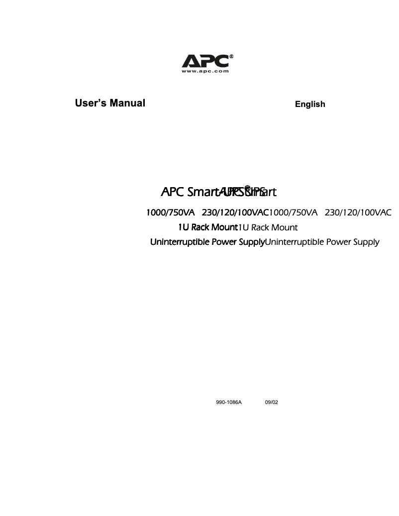 Page 1 de la notice Manuel utilisateur APC SUA750RMI1U