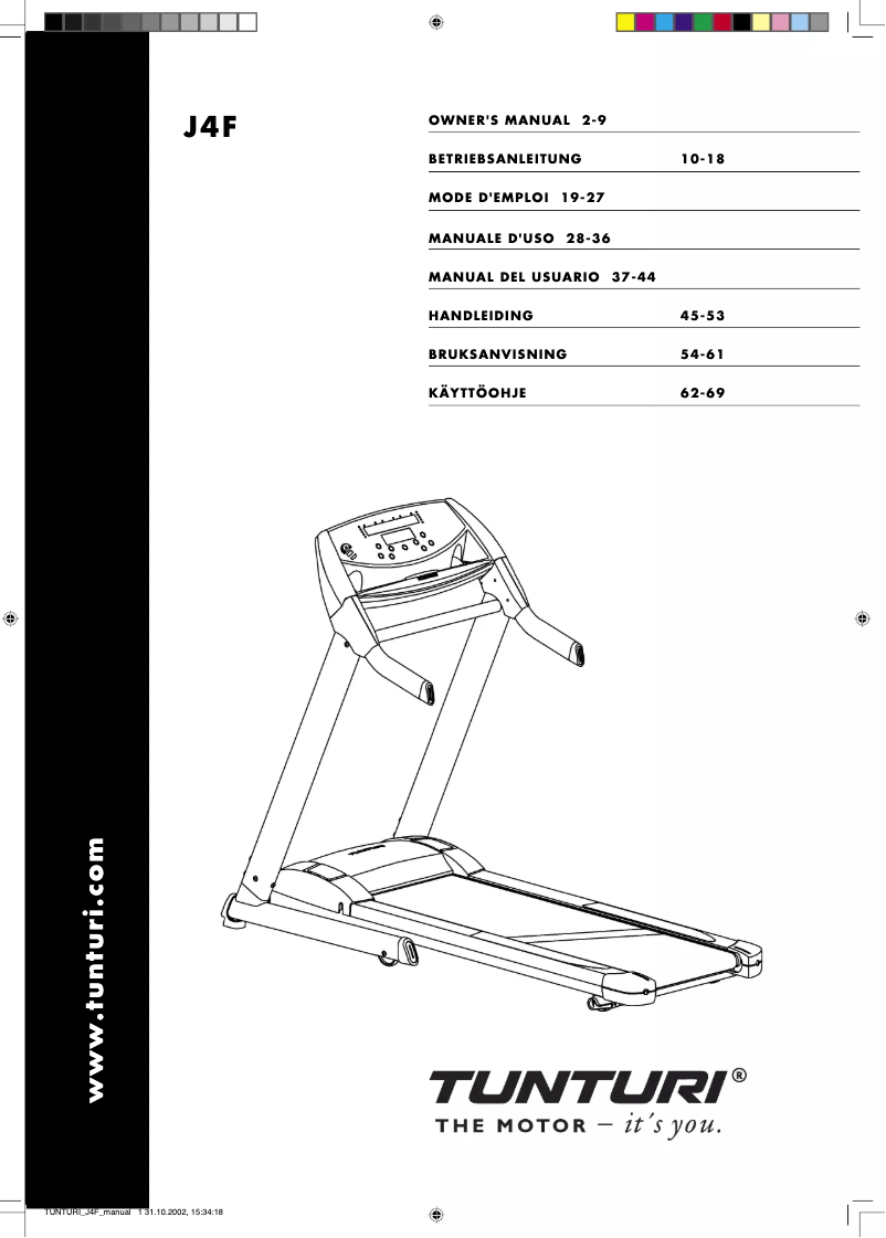 Page 1 de la notice Manuel utilisateur Tunturi J4F