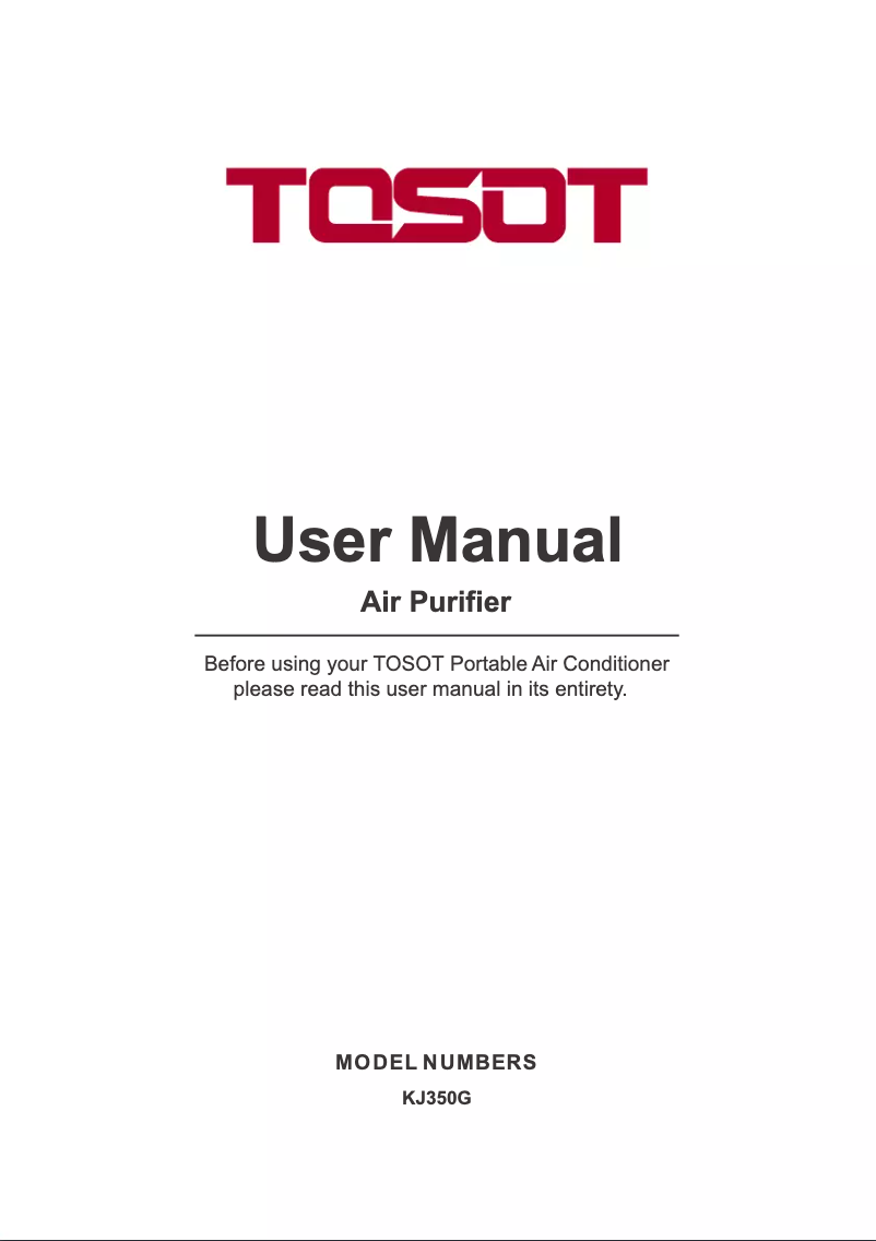 Page n°1 - Manuel utilisateur TOSOT KJ350G