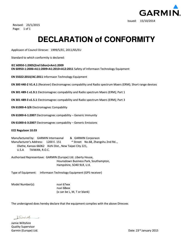 Page n°1 - Manuel utilisateur Garmin Nuvi 68 Lifetime