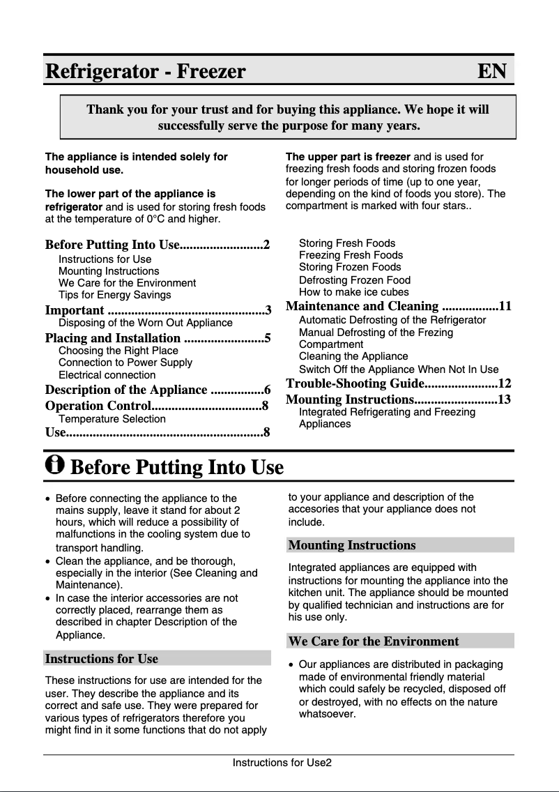 Page 1 de la notice Manuel utilisateur Gorenje RBI4121AW