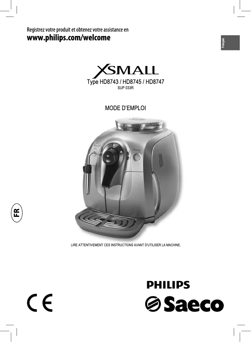 Image de la première page du manuel de l'appareil Saeco Xsmall RI9747