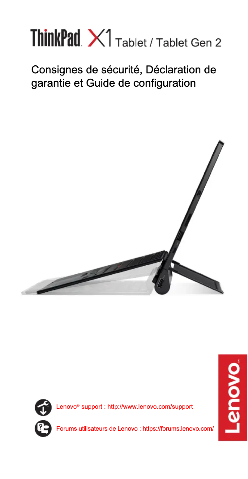Page 1 de la notice Instructions de sécurité Lenovo ThinkPad X1