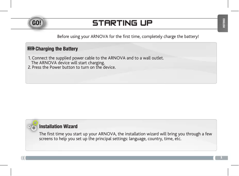 Page 1 de la notice Manuel utilisateur Archos Arnova 7C G3