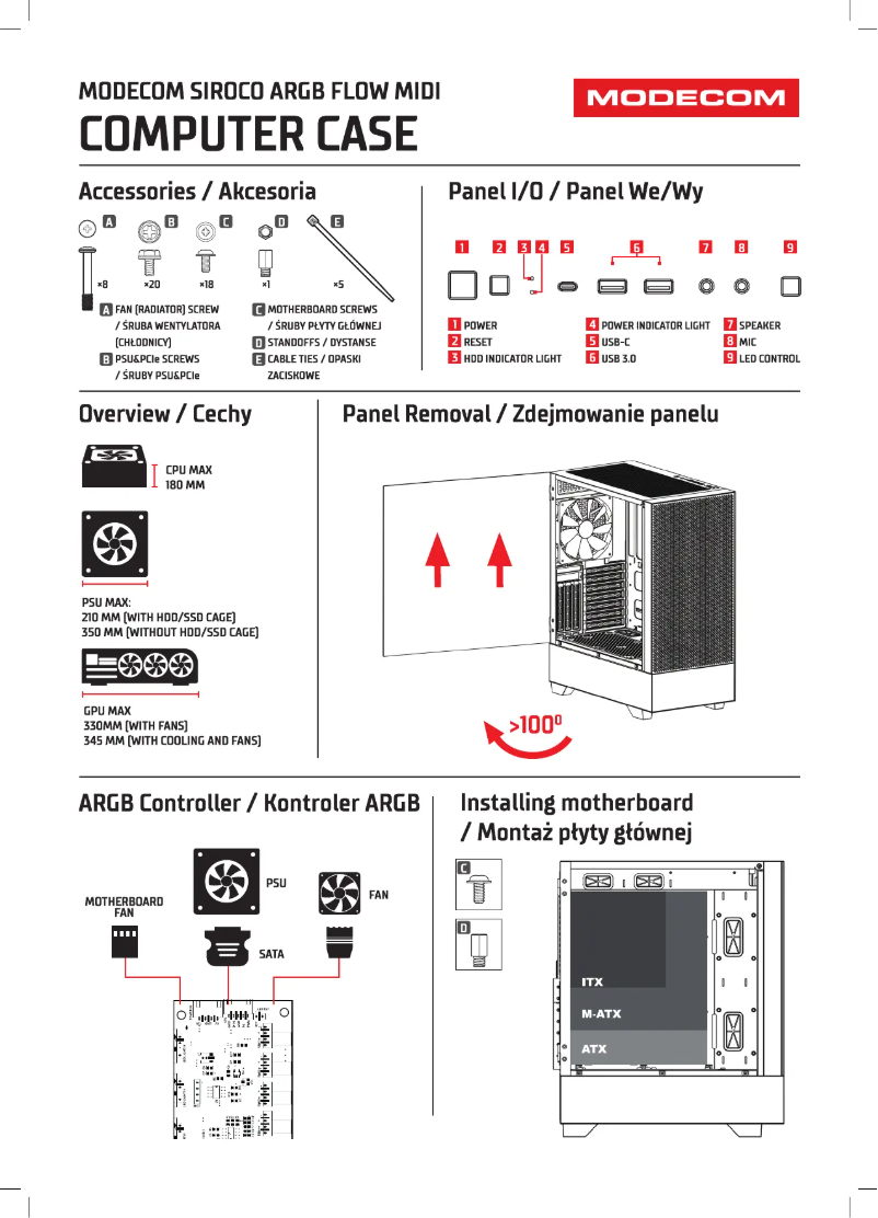 Image de la première page du manuel de l'appareil Siroco ARGB FLOW Midi