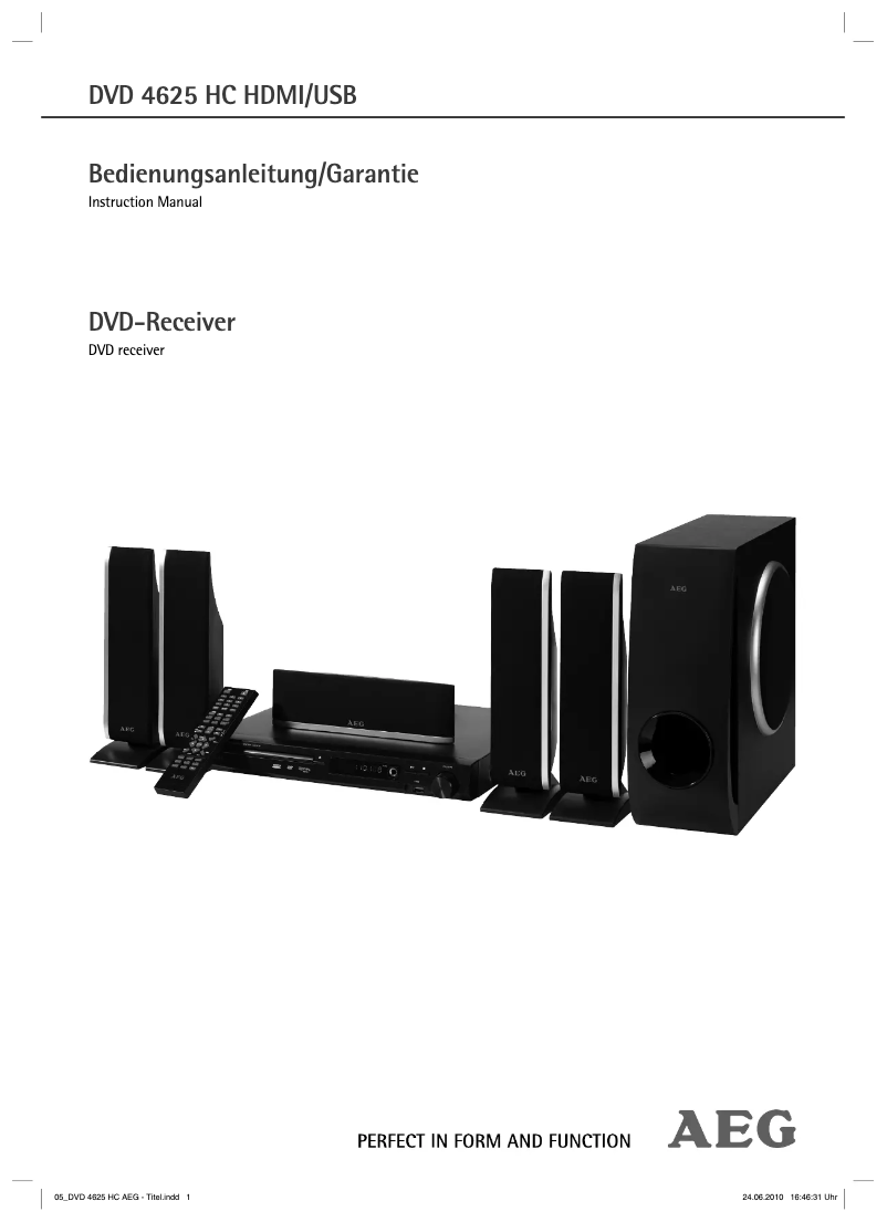 Page n°1 - Manuel utilisateur AEG DVD 4625 HC