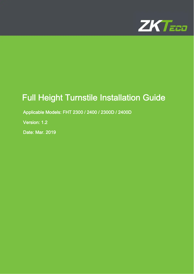 Page n°1 - Guide d'installation ZKTeco FHT2300D