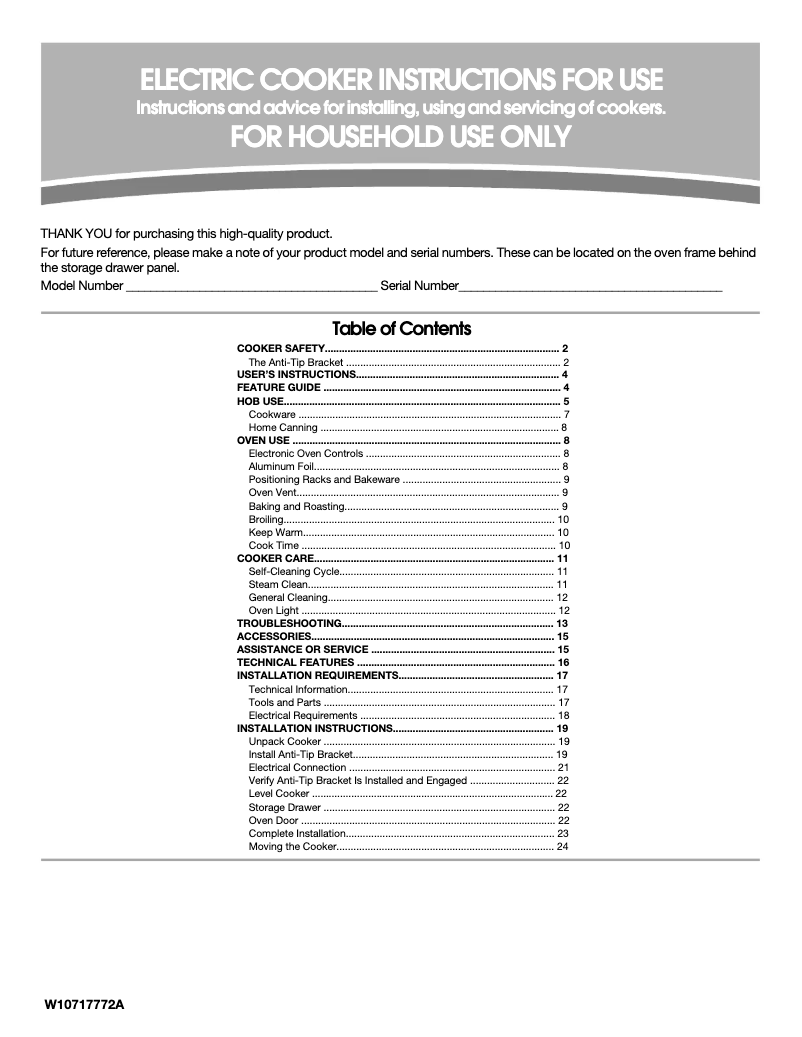 Page 1 de la notice Instructions / montage Whirlpool 4KWFE7685ES