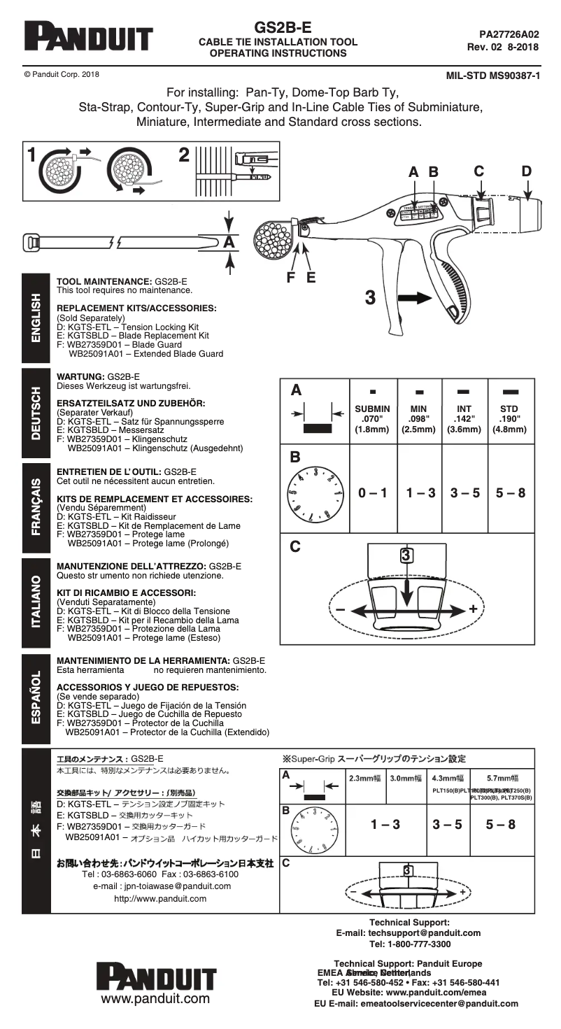 Página 1 del manual Guía de instalación Panduit GS2B-E