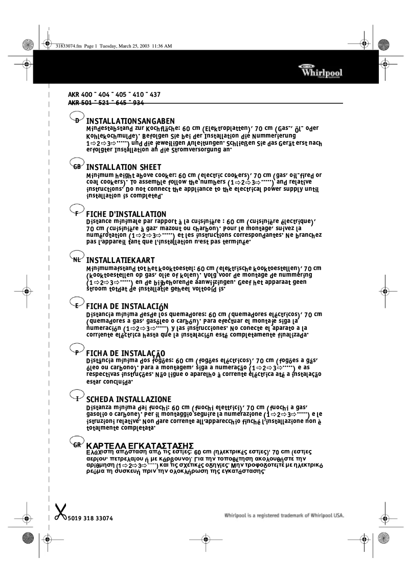 Image de la première page du manuel de l'appareil AKR 400/IX