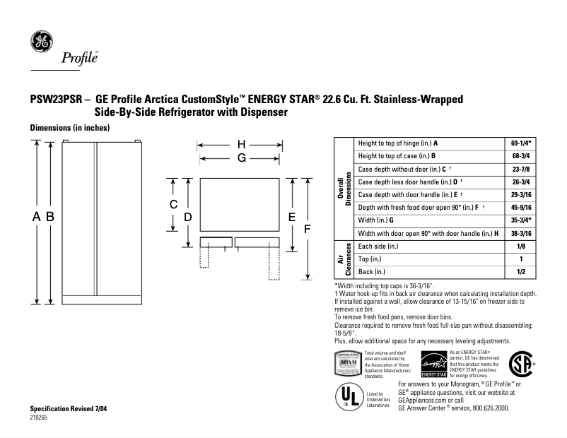 Imagen de la primera página del manual del dispositivo Profile CustomStyle PSW23PSRSS