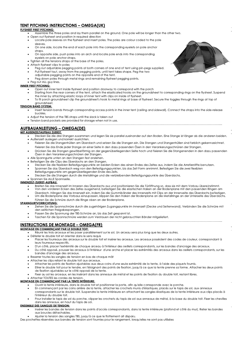 Image de la première page du manuel de l'appareil Omega 600XL