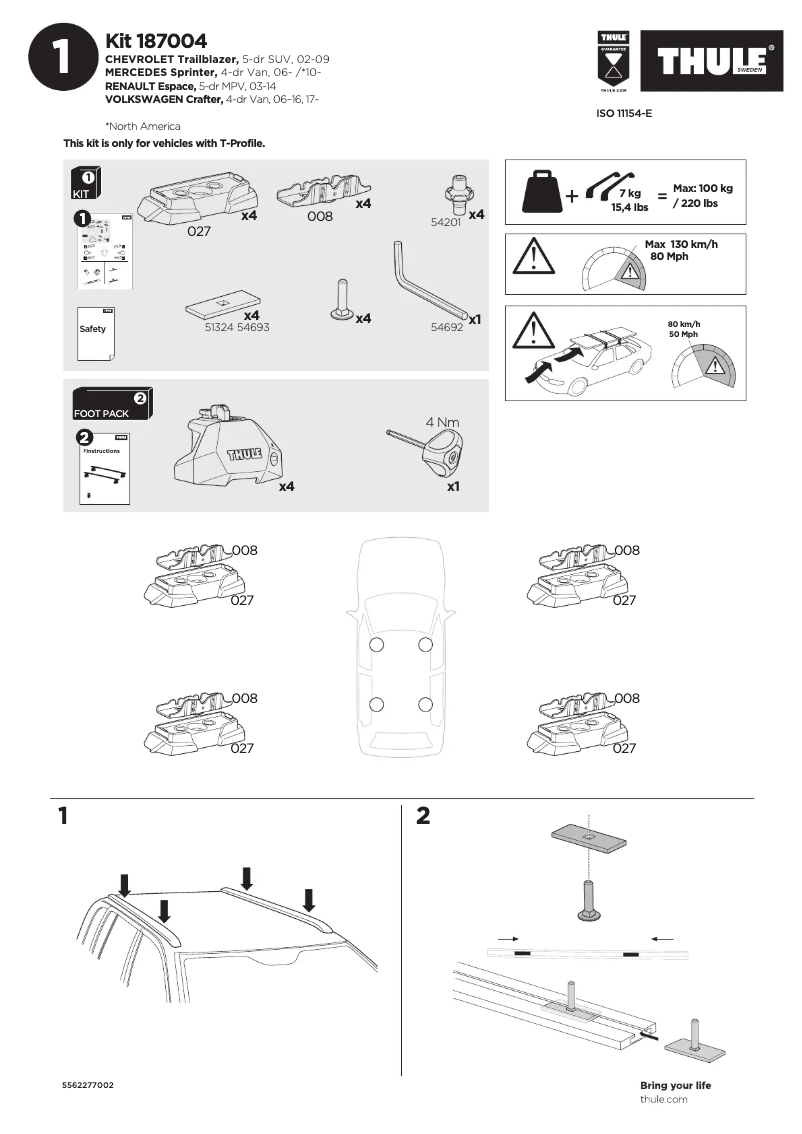 Page 1 de la notice Manuel utilisateur Thule Kit 187004
