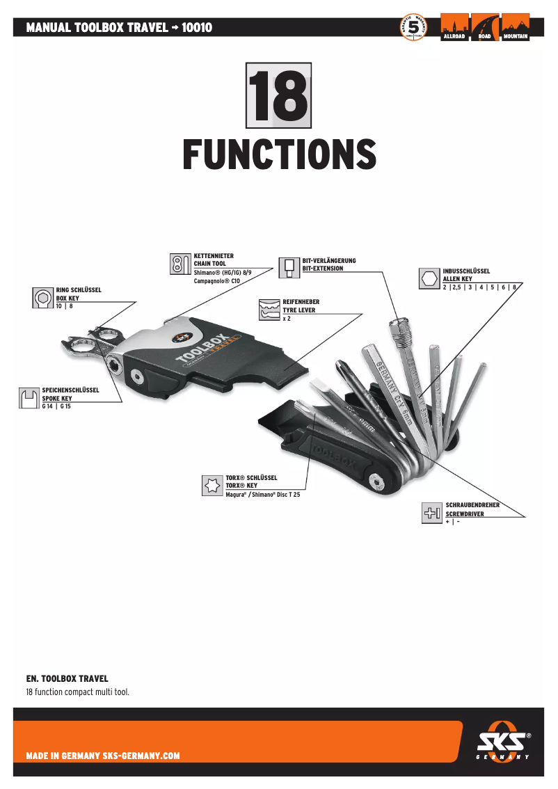 Page 1 de la notice Manuel utilisateur SKS TOOLBOX TRAVEL