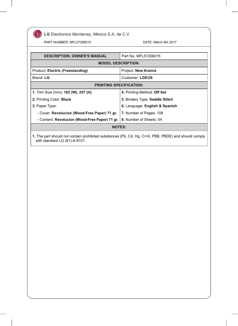 Image de la première page du manuel de l'appareil LRE3193SB