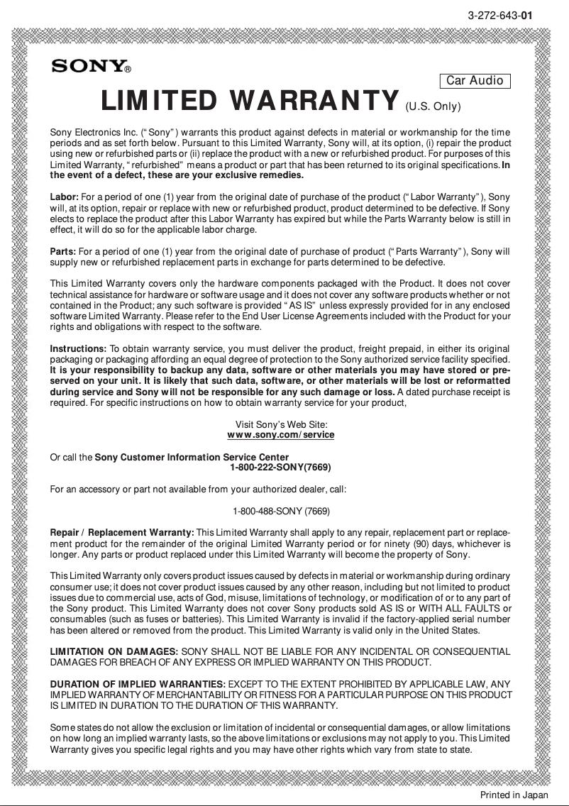 Image de la première page du manuel de l'appareil CDX-U606