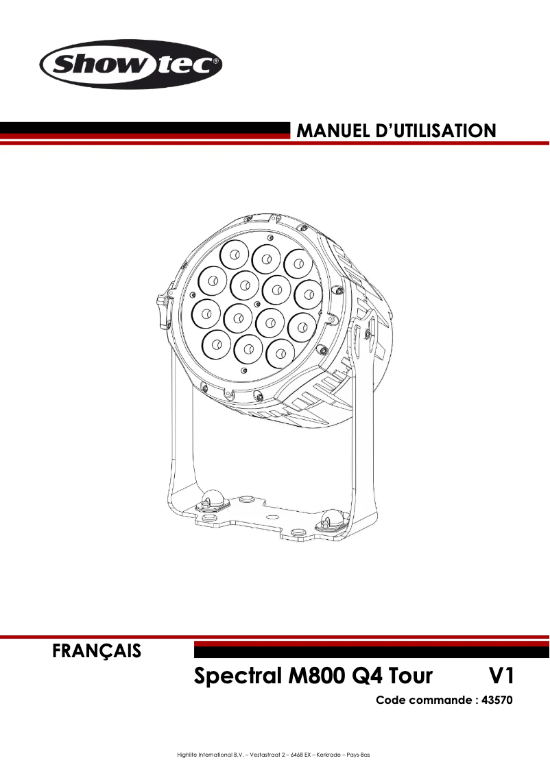 Page n°1 - Manuel utilisateur Showtec Spectral M800 Q4 Tour