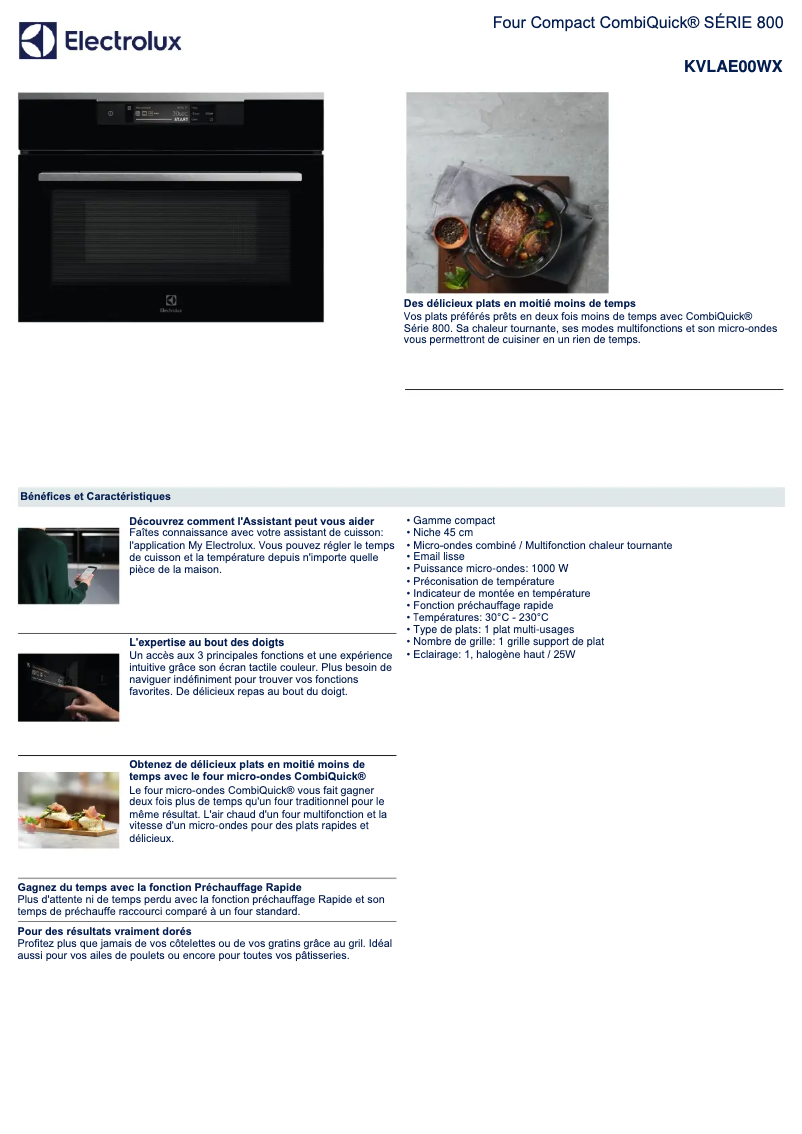 Página 1 del manual Ficha técnica Electrolux KVLAE00WX