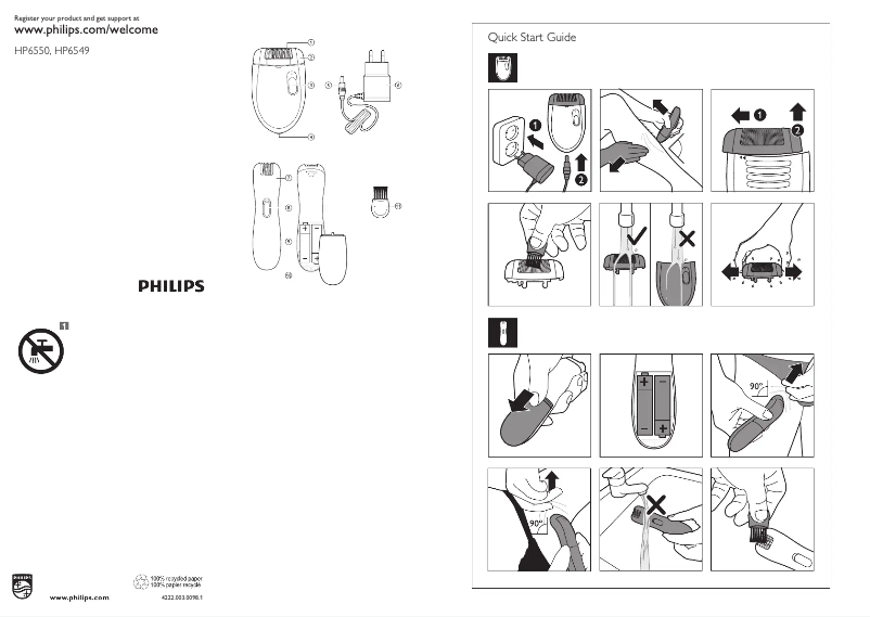 Page 1 de la notice Manuel utilisateur Philips Trio Smooth set HP6549