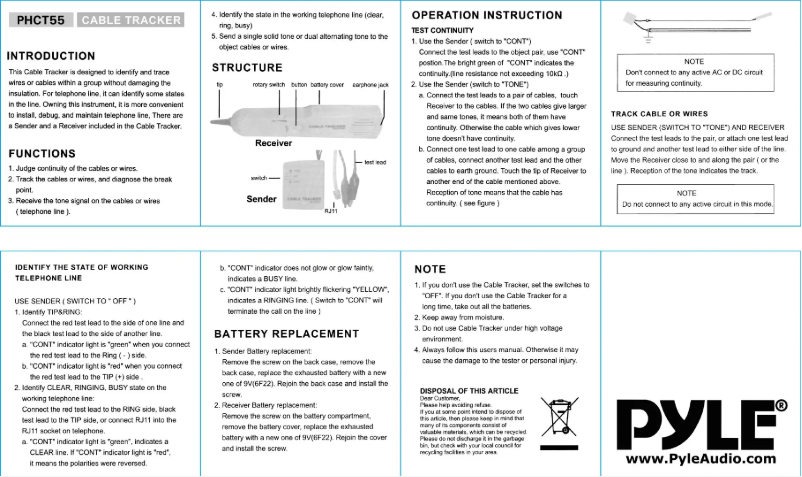 Página 1 del manual Manual de usuario Pyle PHCT55
