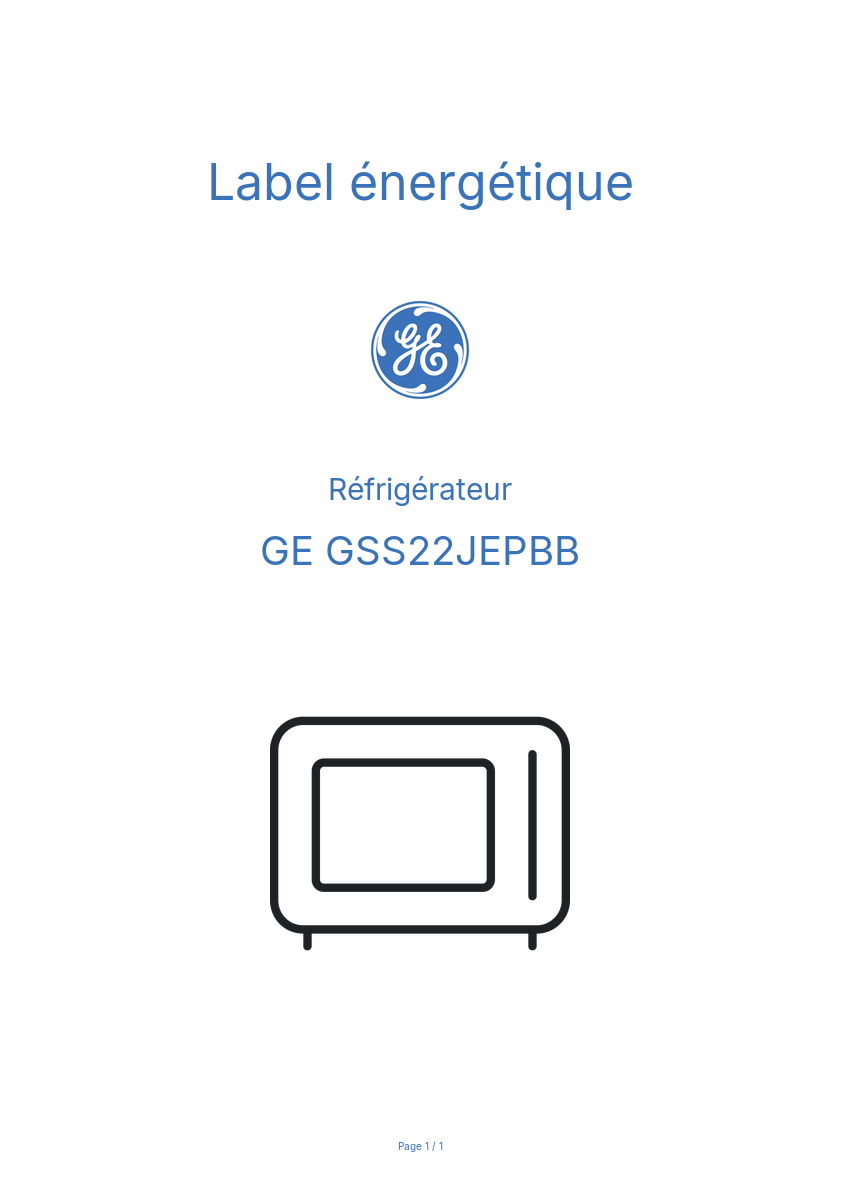 Page n°1 - Label énergétique GE GSS22JEPBB