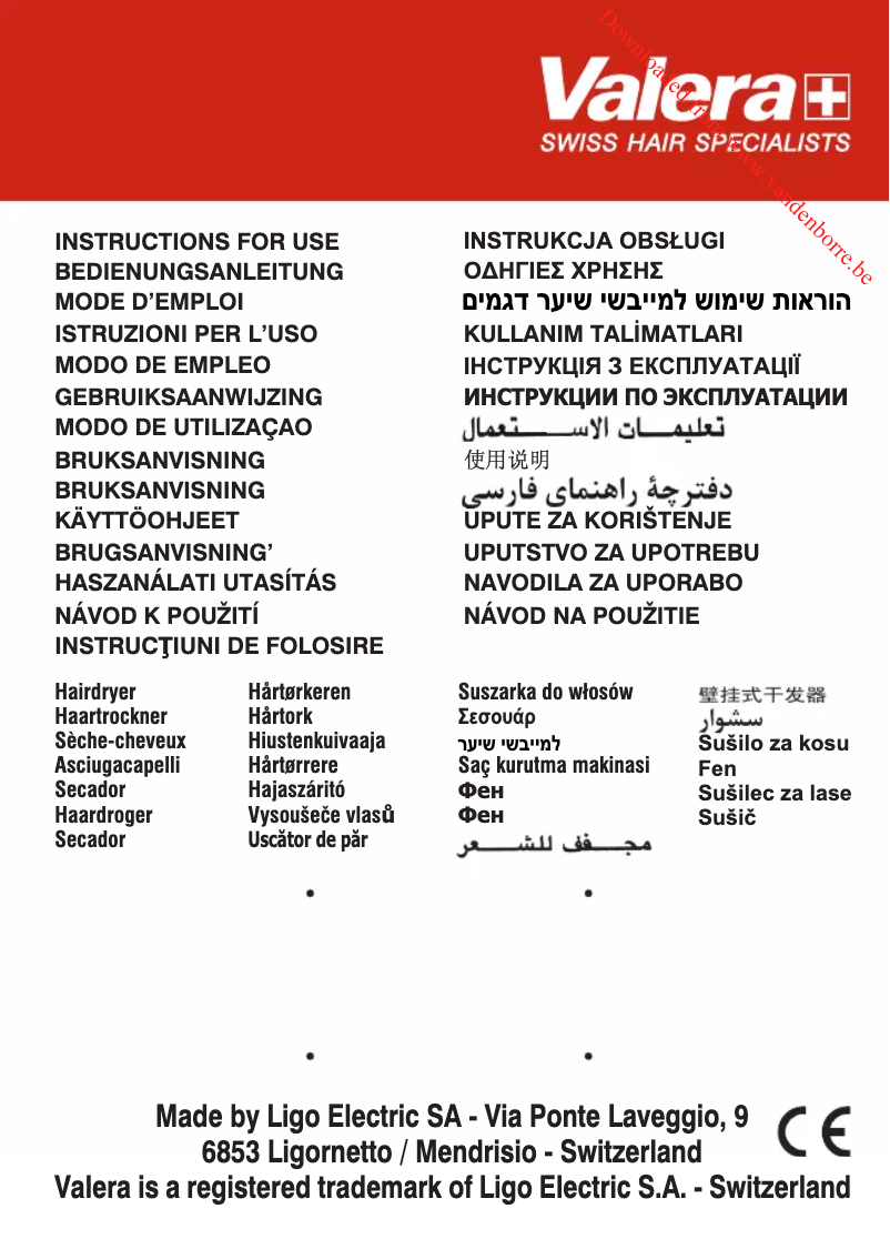 Page 1 de la notice Manuel utilisateur Valera Swiss Light 5400