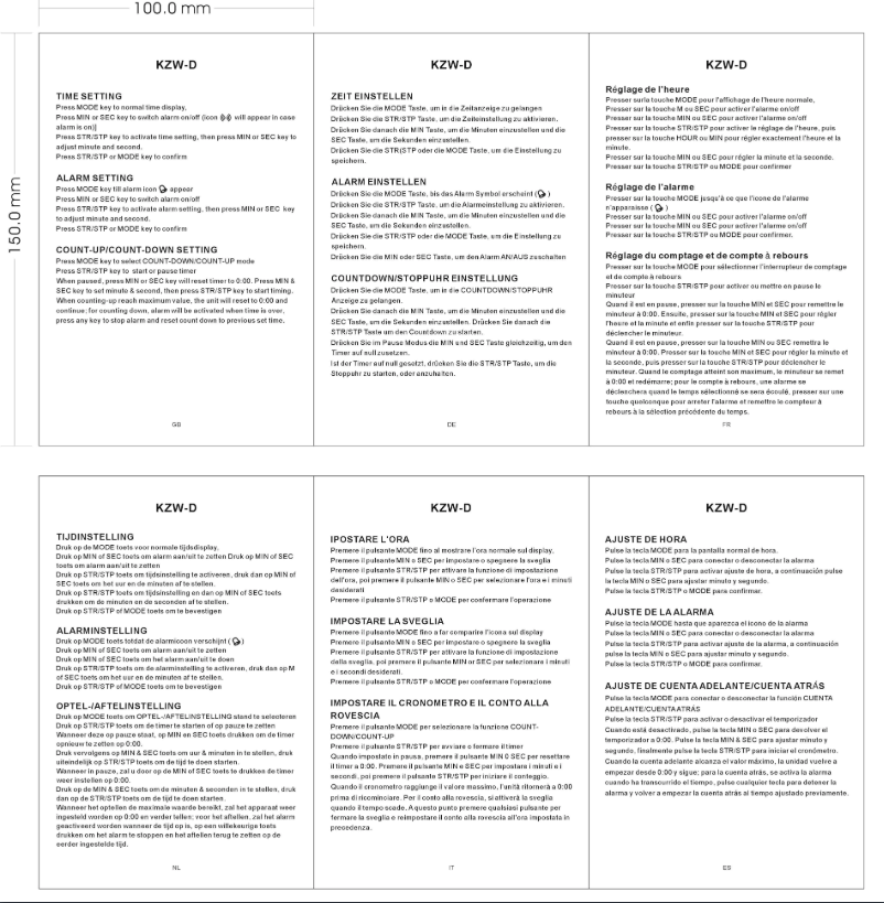 Image de la première page du manuel de l'appareil KZW digital