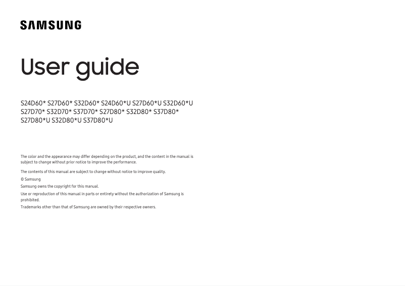 Page 1 de la notice Manuel utilisateur Samsung S32D802UAN
