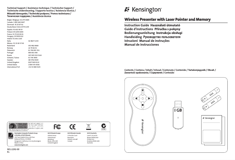 Page n°1 - Manuel utilisateur Kensington K72336US