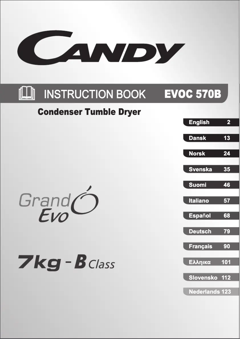 Page 1 de la notice Manuel utilisateur Candy EVOC 570 B-S