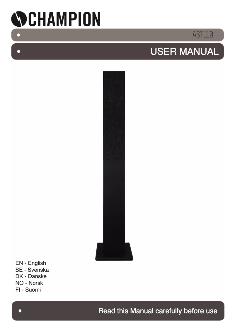 Image de la première page du manuel de l'appareil AST110W