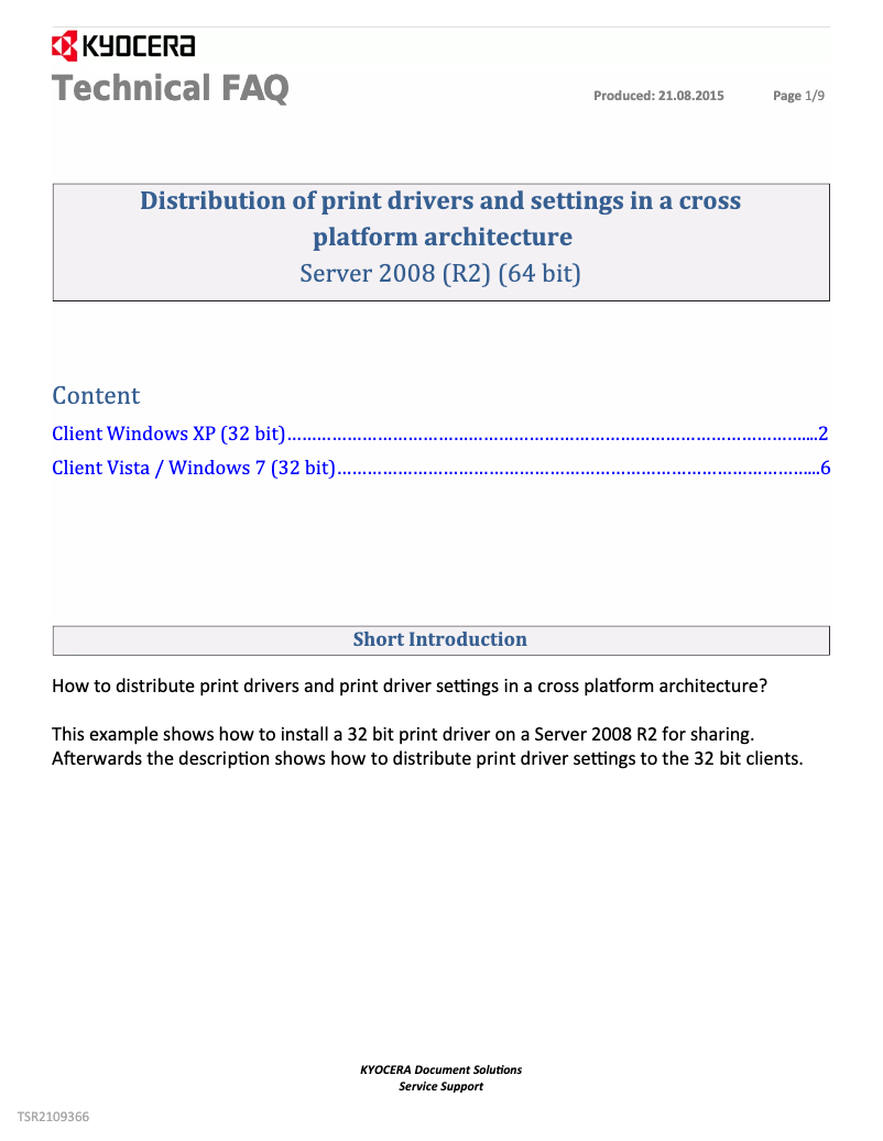 Page 1 de la notice FAQ Kyocera FS-1220MFP