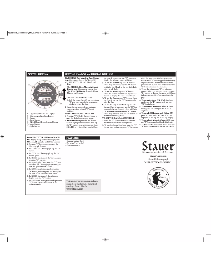 Page 1 de la notice Manuel utilisateur Stauer 20409