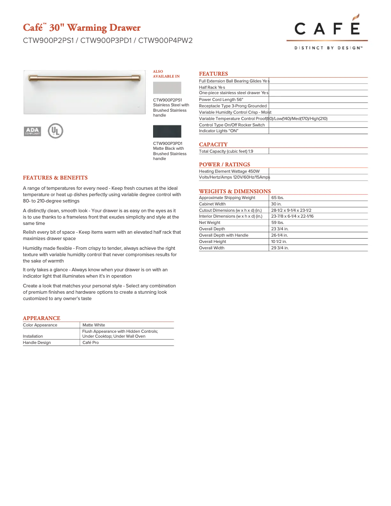 First page image of the manual for CTW900P4PW2